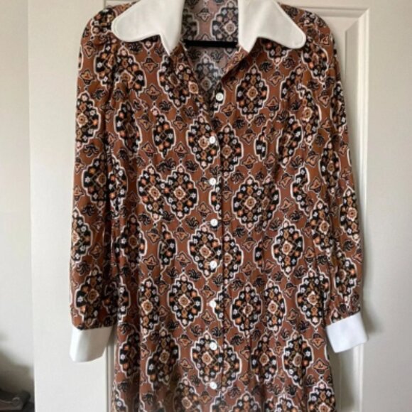 70s Bold Psychedelic Print Sizzler Dress - Picture 3 of 5